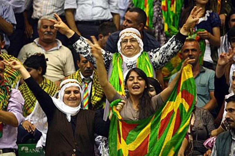 Peace and Democracy Party supporters gather in Ankara in September. The party wants the constitution to safeguard language rights for Kurds and for Ankara to recognise the “right of the Kurdish region to govern itself”.