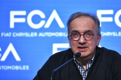 (FILES) In this file photo taken on June 1, 2018 FCA Fiat Chrysler Automobiles's Chief Executive Officer Sergio Marchionne speaks during a press conference after the FCA Capital Markets Day in Balocco. The boss of Fiat Chrysler (FCA) and Ferrari, the Italian-Canadian Sergio Marchionne, whose illness precipitated its departure, is a tough man who has straightened the Fiat group in 14 years to make it an international mastodon.  / AFP / Piero CRUCIATTI
