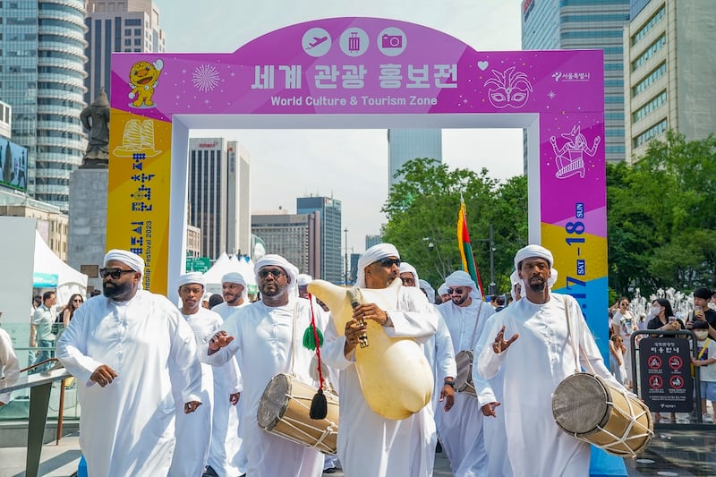 The Sharjah National Band, under the Sharjah Institute for Heritage, perform at this year's Seoul Friendship Festival. Photo: Sharjah Book Authority