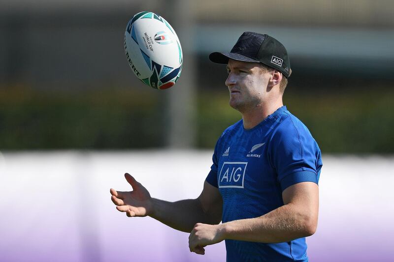 New Zealand's Jordie Barrett takes part in a training session at the Tatsuminomori Seaside Park in Koto, Tokyo. AFP