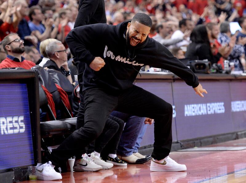 Drake shows what Toronto Raptors reaching the NBA Finals mean to him. AP Photo