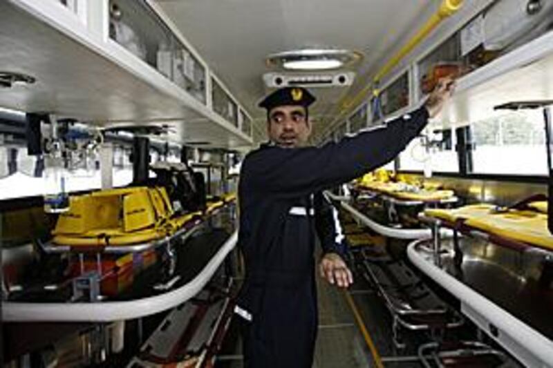 Lieutenant Mohammed Jafar is one of the attendants on Abu Dhabi's fleet of bus ambulances.