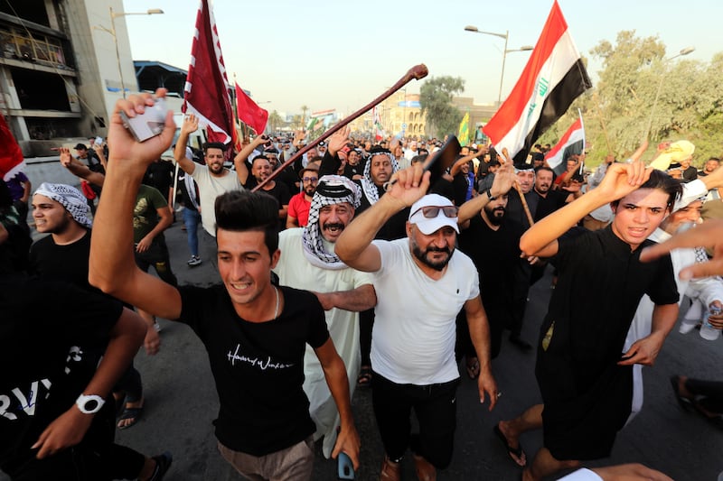 Thousands of Mr Al Sadr supporters breached the Green Zone on Saturday to protest against the Co-ordination Framework's candidate for the post of prime minister. EPA