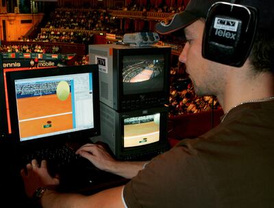 The Hawk-Eye system during a Masters tennis tournament at the Royal Albert Hall in London in 2005 in London, England. Getty Images