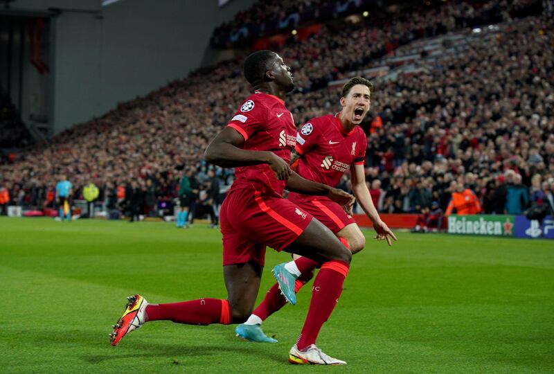 Ibrahima Konate - 6. The Frenchman scored another towering header to replicate his feat in the first leg. His understanding with Matip needs to improve if they are to be paired together. PA