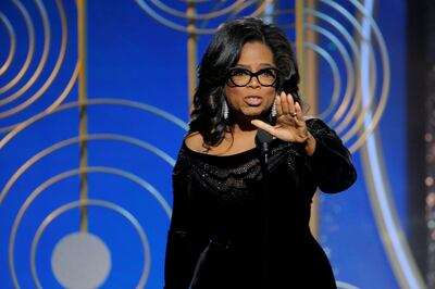 Oprah Winfrey speaks after accepting the Cecil B. Demille Award at the 75th Golden Globe Awards in Beverly Hills, California, U.S. January 7, 2018.              Paul Drinkwater/Courtesy of NBC/Handout via REUTERS ATTENTION EDITORS - THIS IMAGE WAS PROVIDED BY A THIRD PARTY. NO RESALES. NO ARCHIVE. For editorial use only. Additional clearance required for commercial or promotional use, contact your local office for assistance. Any commercial or promotional use of NBCUniversal content requires NBCUniversal's prior written consent. No book publishing without prior approval.