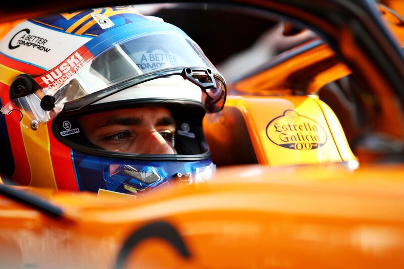 MONTMELO, SPAIN - MARCH 01: Carlos Sainz of Spain and McLaren F1 looks on in the Pitlane during day four of F1 Winter Testing at Circuit de Catalunya on March 01, 2019 in Montmelo, Spain. (Photo by Mark Thompson/Getty Images)