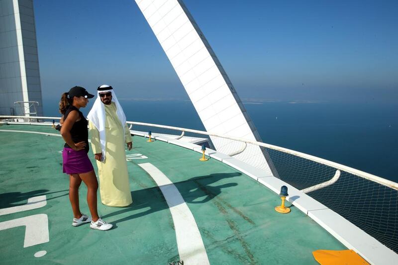 Cheyenne Woods spent time at the helipad on top of the Burj Al Arab Hotel after her second round of the Omega Dubai Ladies Masters on the Majlis Course at the Emirates Golf Club. Warren Little / Getty Images
