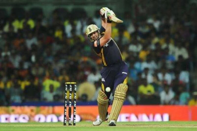 File shot of Knight Riders batsman Jacques Kallis who played his role in Kolkata's run-chase. Dibyangshu Sarkar / AFP