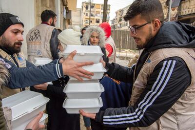 Food aid being delivered in Syria. Al Ihsan Charity