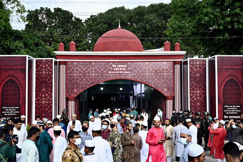Eid Al Adha prayers, given here in Dhaka, Bangladesh also commemorate the Prophet Abraham's readiness to sacrifice his son to show obedience to Allah. AFP