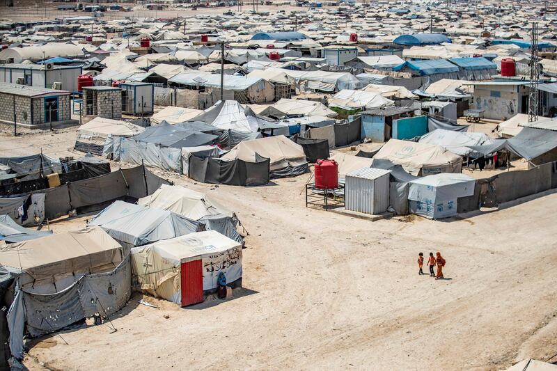 The Kurdish-run Al Hol camp, which holds relatives of suspected ISIS fighters, in Hassakeh governorate, northern Syria. AFP