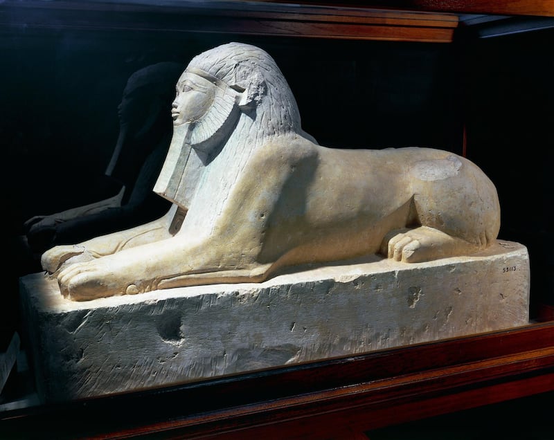 UNSPECIFIED - CIRCA 1900:  Egyptian civilization, New Kingdom, Dinasty XXI - Limestone sphinx of Queen Hatshepsut.  (Photo By DEA / G. DAGLI ORTI/De Agostini via Getty Images)
