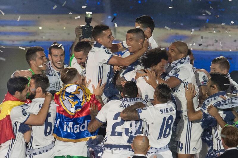 Real Madrid's players during a celebration after their victory against Juventus at the Uefa Champions League final. Curto De La Torre / AFP