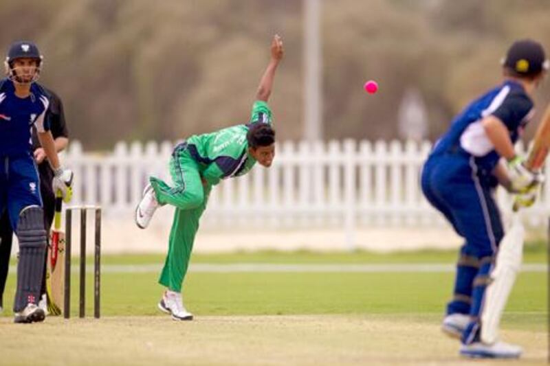 Zayed Cricket Academy's Dan D'Souza bowls against Bedford during the ARCH tournament.