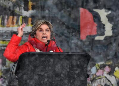 American women's rights attorney Gloria Allred speaks at Rally Park City to celebrate community victories, honoring the one-year anniversary of the Women's March and Park City's March on Main on January 20, 2018 in Park City, Utah. / AFP PHOTO / ANGELA WEISS
