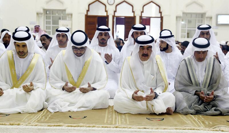 <p>Sheikh Saud bin Rashid Al Mualla, Ruler of Umm Al Quwain today offered Eid Al Adha prayers at Sheikh Zayed Mosque in the emirate. WAM</p>
