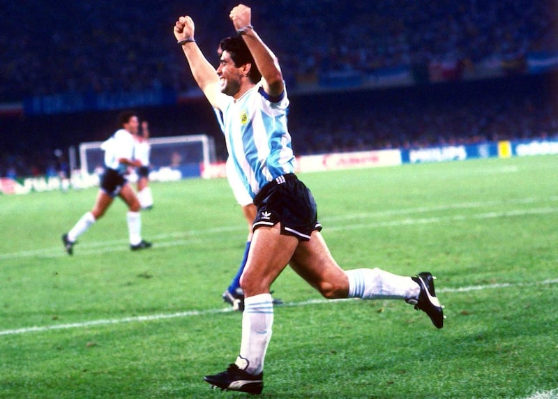Italy v Argentina World Cup Italia 90 Semi-Final 
Mandatory Credit : Action Images 
Diego Maradona celebrates Argentina's goal