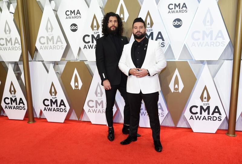 Dan + Shay arrive at the 53rd annual CMA Awards in Nashville on November 13, 2019. Reuters