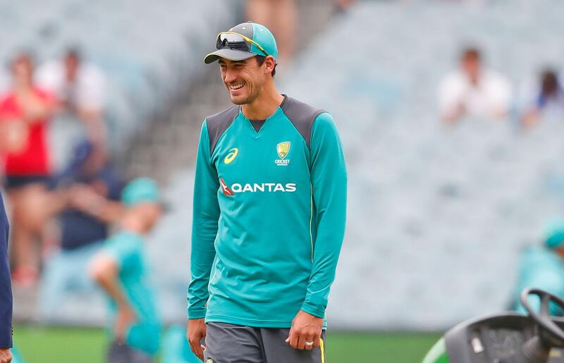 MELBOURNE, AUSTRALIA - DECEMBER 29:  Mitchell Starc of Australia inspects the pitch during day four of the Fourth Test Match in the 2017/18 Ashes series between Australia and England at Melbourne Cricket Ground on December 29, 2017 in Melbourne, Australia.  (Photo by Scott Barbour/Getty Images)