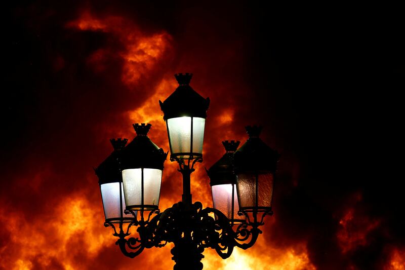 Dublin's Five Lamps street lights. The city was the scene of a riot that caused damage to public transport. Reuters