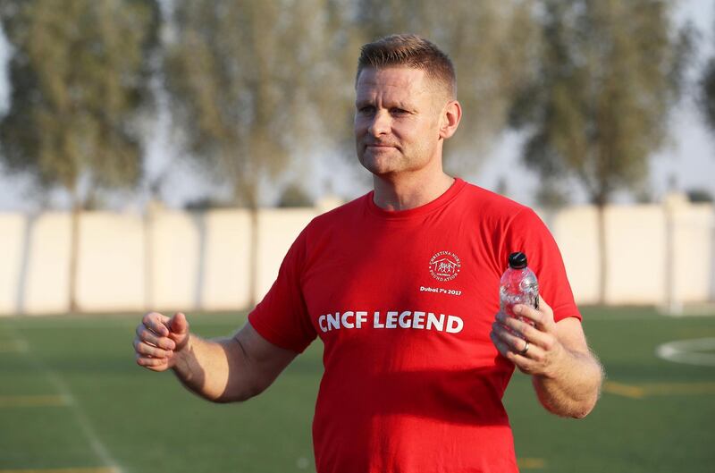 DUBAI , UNITED ARAB EMIRATES , NOV 28  – 2017 :- Iain Balshaw of Christina Noble Foundation team during the interview after the Rugby training at the Repton School in Dubai.  (Pawan Singh / The National) Story by Paul Radley