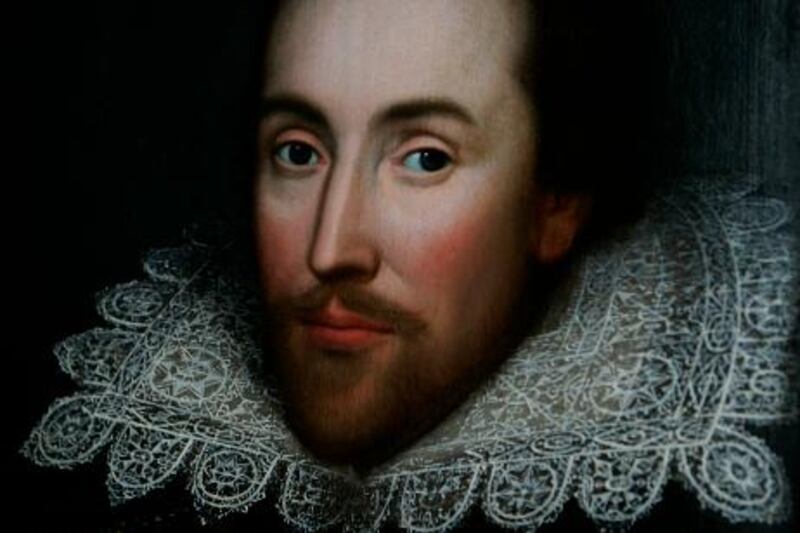 A detail of the newly discovered portrait of William Shakespeare, presented by the Shakespeare Birthplace trust, is seen in central London, Monday March 9, 2009. The portrait, believed to be almost the only authentic image of the writer made from life, has belonged to one family for centuries but was not recognized as a portrait of Shakespeare until recently. There are very few likenesses of Shakespeare, who died in 1616.   (AP Photo/Lefteris Pitarakis)