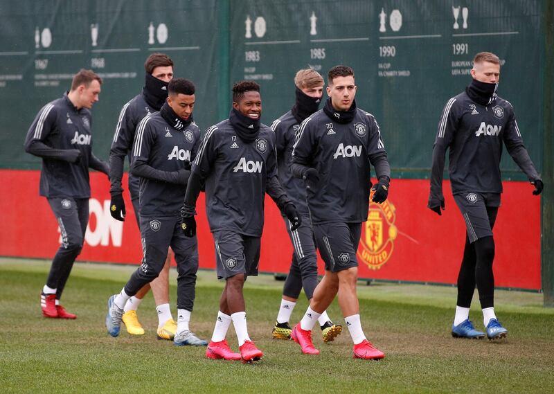 Manchester United players during training. Reuters