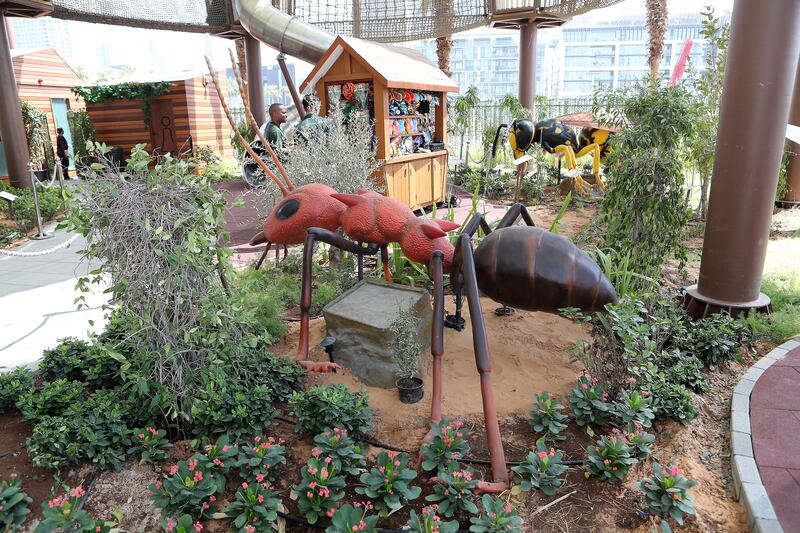 The Nature Park at The Green Planet includes larger-than-life animatronics of bugs and insects. All photos: Pawan Singh / The National 