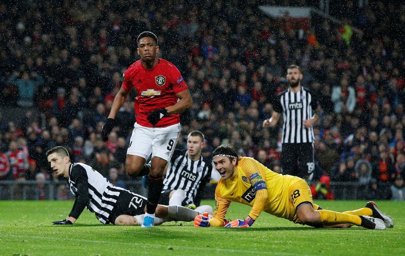 Anthony Martial celebrates his goal. Reuters