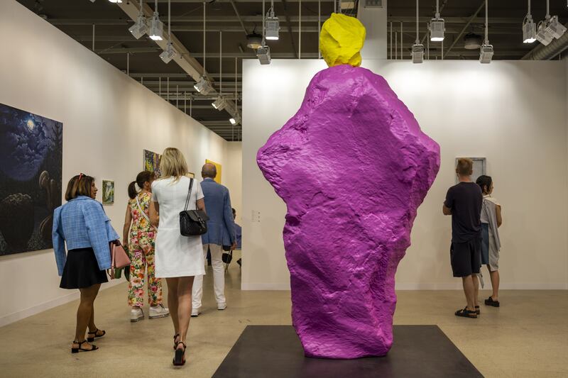 'Yellow Pink Nun' (2020) by Swiss artist Ugo Rondinone. EPA