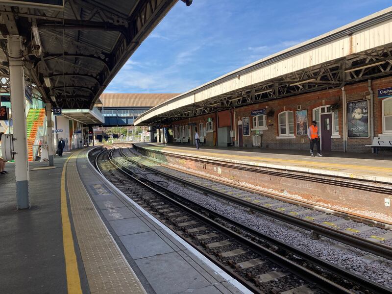 Almost-empty platforms at Clapham Junction in south-west London. PA