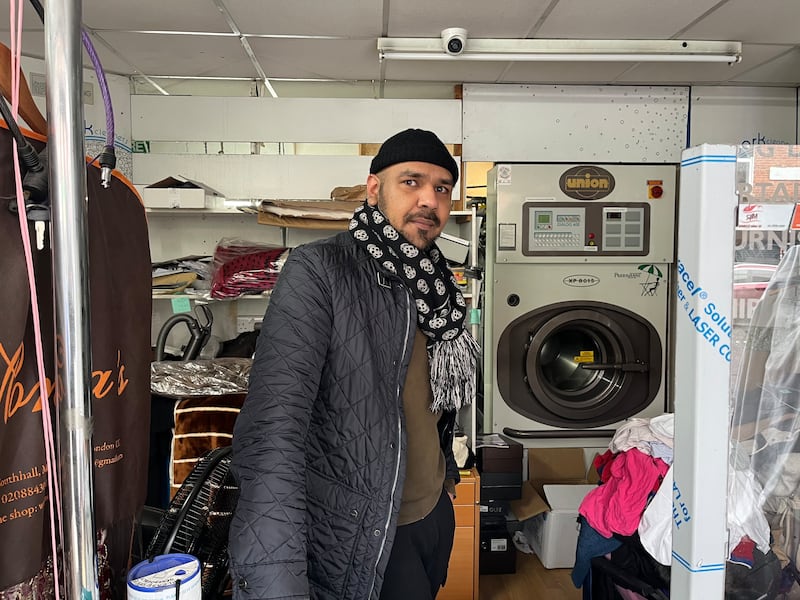 Zuber Naqvi at his dry cleaners in north-east London. He said he won't vote for Labour MP Wes Streeting, due to his stance on Gaza. The National