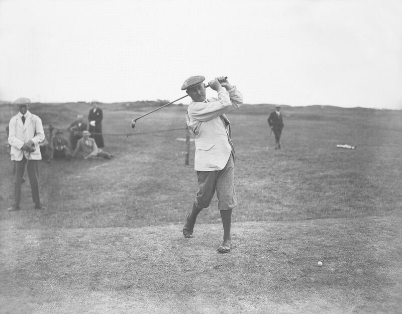 1920:  Golfer Harry Vardon (1870 - 1937) at the Open Championship at Deal, Kent.  (Photo by Central Press/Getty Images)