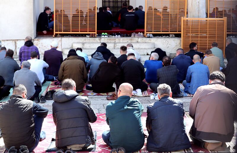 Prayers at the main mosque during Ramadan in Sarajevo, Bosnia and Herzegovina. EPA