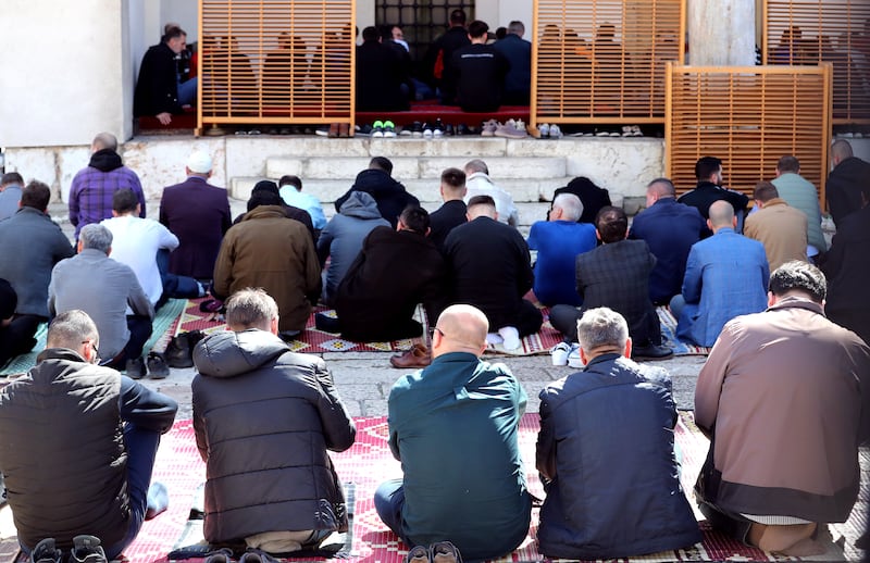 Prayers at the main mosque during Ramadan in Sarajevo, Bosnia and Herzegovina. EPA