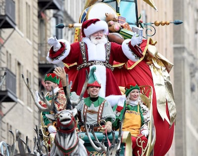 NEW YORK, NY - NOVEMBER 28: Santa Claus float at the 93rd Annual Macy's Thanksgiving Day Parade on November 28, 2019 in New York City.  (Photo by Kevin Mazur/Getty Images)