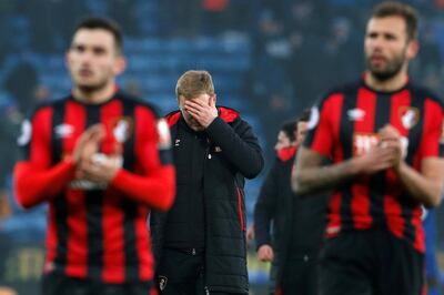 Soccer Football - Premier League - Leicester City vs AFC Bournemouth - King Power Stadium, Leicester, Britain - March 3, 2018   Bournemouth manager Eddie Howe looks dejected after the match    Action Images via Reuters/Craig Brough    EDITORIAL USE ONLY. No use with unauthorized audio, video, data, fixture lists, club/league logos or "live" services. Online in-match use limited to 75 images, no video emulation. No use in betting, games or single club/league/player publications.  Please contact your account representative for further details.