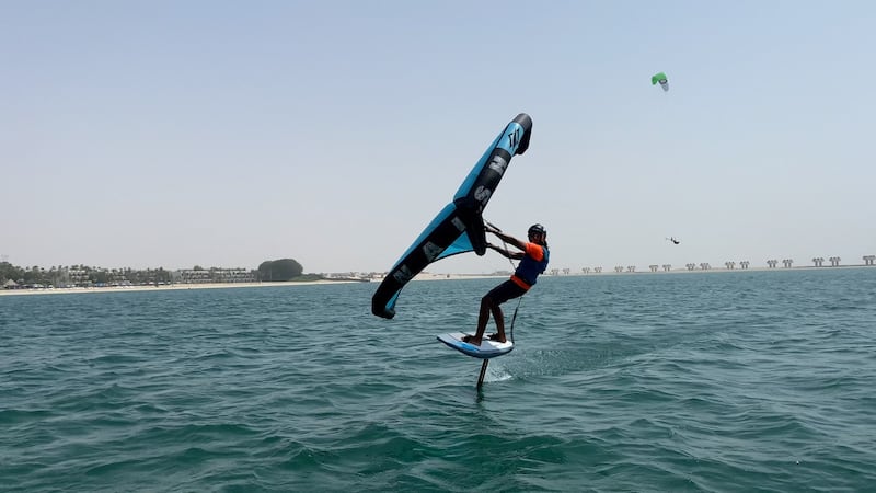 Dubai resident Levi Chard is determined not to let scoliosis - curvature of the spine - curb his ambitions as a competitive wingfoiler. Photo: Blue Ocean Sports
