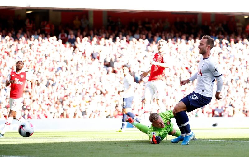 Tottenham Hotspur's Christian Eriksen scores their first goal. Reuters