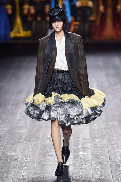 A tiered skirt from the Louis Vuitton autumn / winter 2020 collection. Courtesy Louis Vuitton