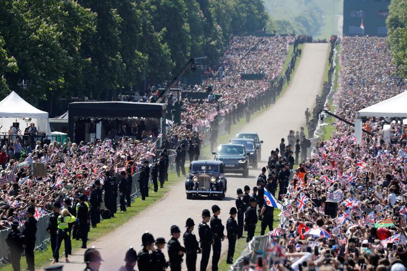 Meghan Markle arrives for her wedding to Britain’s Prince Harry at St George's Chapel in Windsor Castle, Windsor. Damir Sagolj / Reuters