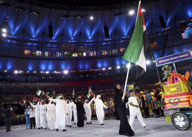 The UAE delegation at the 2016 Rio Olympics opening ceremonies. Reuters