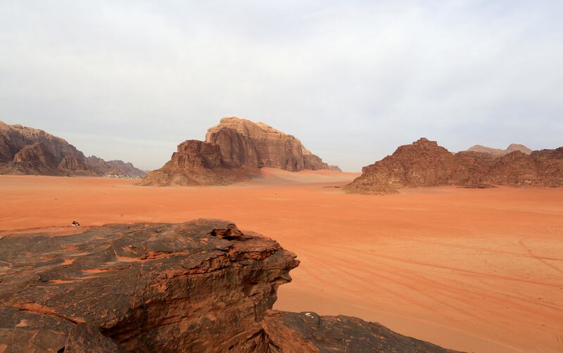  Dr Klose and her team are hoping for strong gusts of wind to whip up large clouds of dust during the team's six-week stay at Wadi Rum. Photo: EPA-EFE