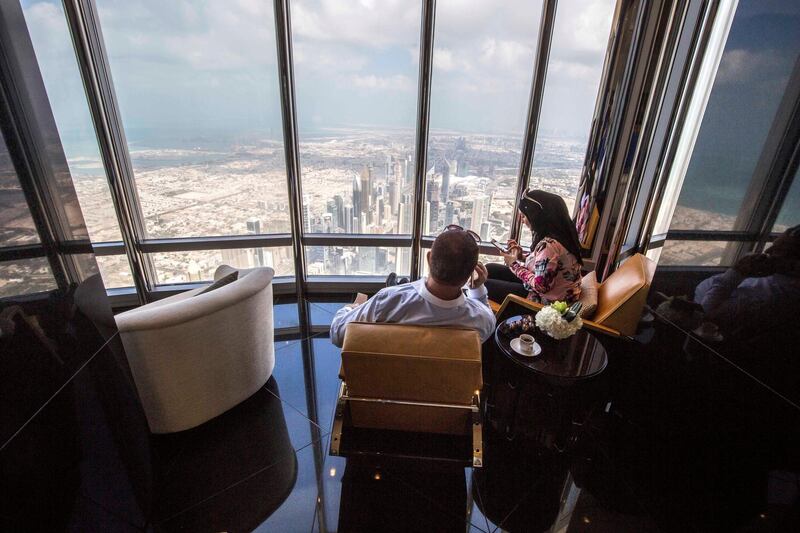 DUBAI, UNITED ARAB EMIRATES - A view of Dubai inside  The Lounge at the unveiling of The Lounge at Burj Khalifa.  Leslie Pableo for The National
