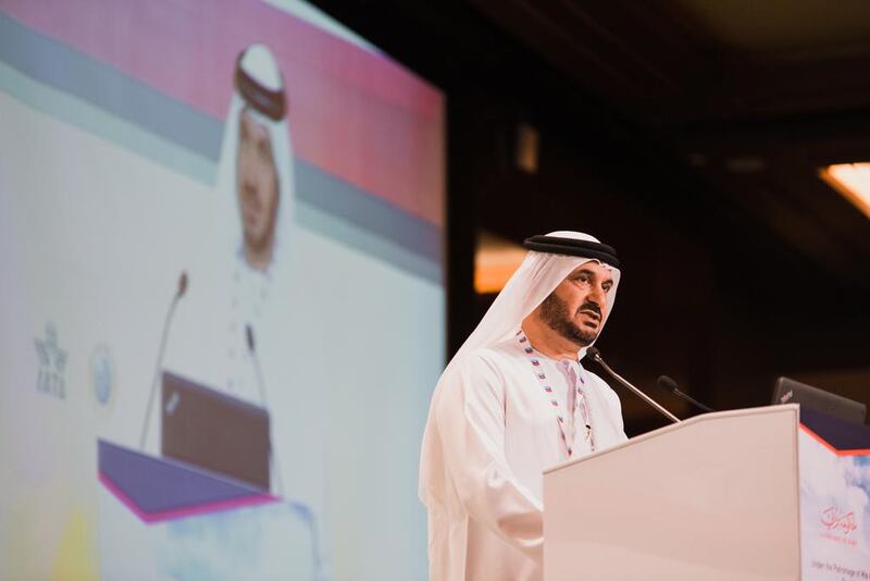 Khalid Al Arif, director of standards and regulations at Dubai Civil Aviation Authority, addresses the summit. Alex Atack for The National