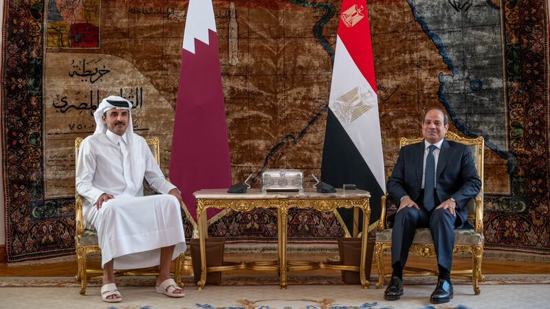 Qatari Emir Sheikh Tamim and Egypt's President Abdel Fattah El Sisi held talks in Cairo. Photo: Egyptian presidency