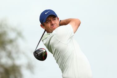 ABU DHABI, UNITED ARAB EMIRATES - JANUARY 19:   Rory McIlroy of Northern Ireland tees off during a practice round prior to the Abu Dhabi HSBC Championship at Yas Links Golf Course on January 19, 2022 in Abu Dhabi, United Arab Emirates. (Photo by Francois Nel / Getty Images)
