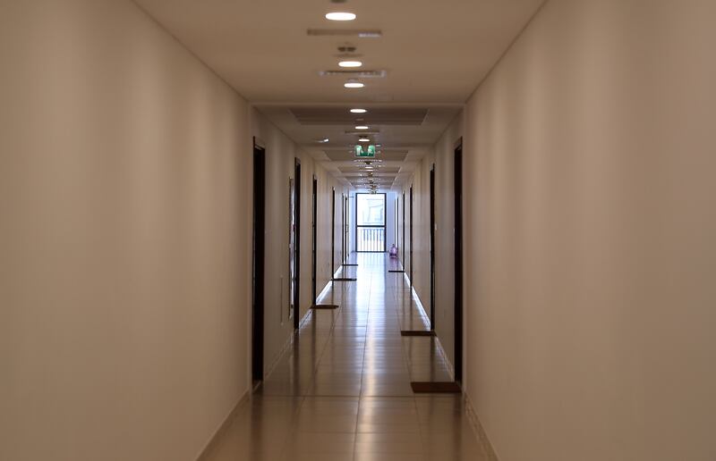 A view of the corridor, as seen from Mr Hussein's front door.
