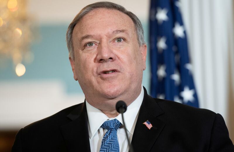 FILE PHOTO: U.S. Secretary of State Mike Pompeo speaks to the media in Washington, D.C., U.S., November 24, 2020. Saul Loeb/Pool via REUTERS/File Photo